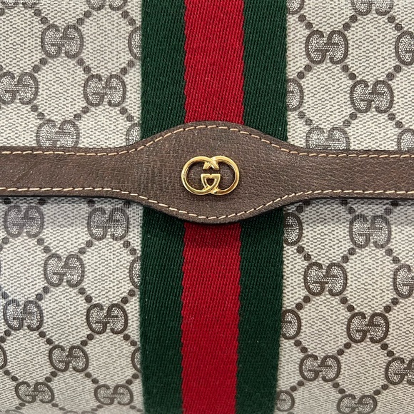 Gucci Cream and Brown Clutch with Monogram Print - Picture 3 of 10